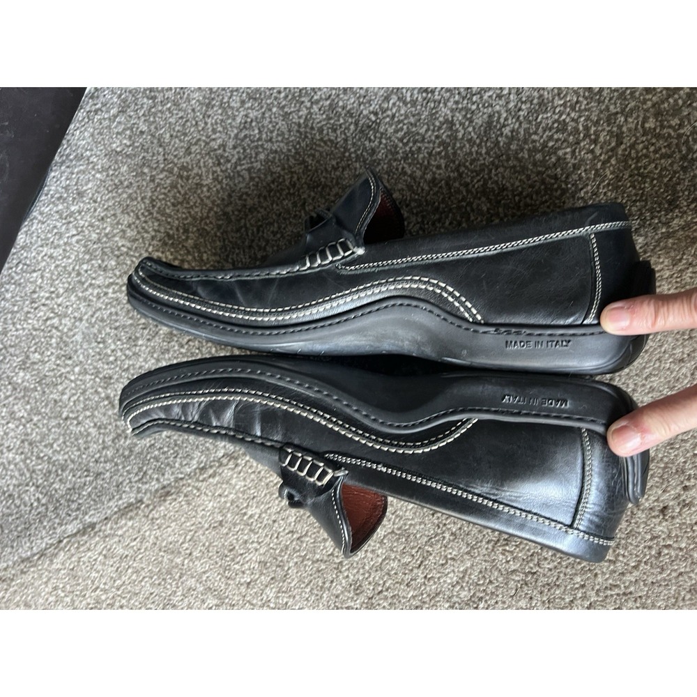 Mens Donald Pliner Black Leather Knot Driving Shoes Loafers Ettore 12 M - Picture 4 of 6